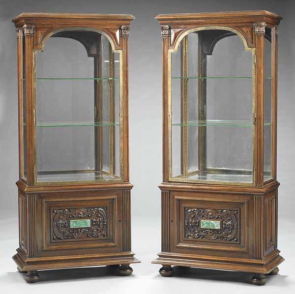 Appraisal: A Fine Pair of French Carved Walnut Vitrines c each