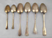 Appraisal: Georgian silver Old English pattern spoons comprising three tablespoons FP