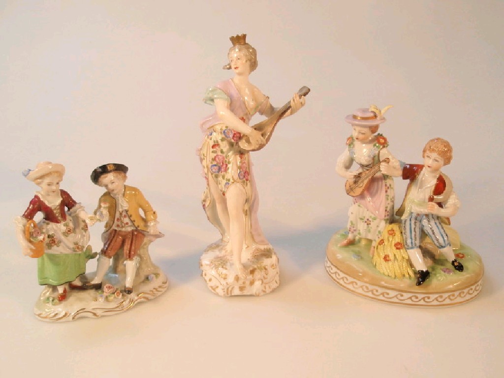 Appraisal: Two thC Sitzendorf figure groups of children together with a