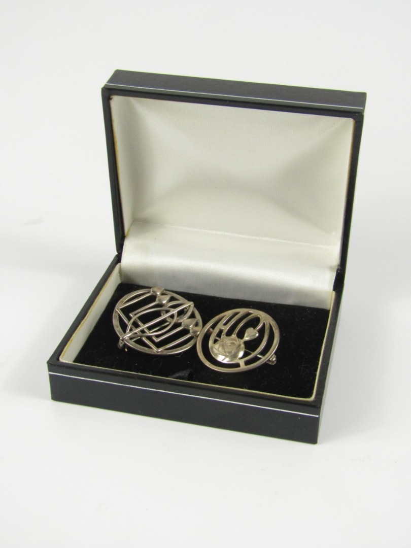 Appraisal: Two modern silver Rennie Mackintosh style brooches