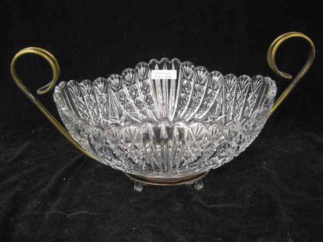 Appraisal: Fine Crystal Oval Fruit Bowl insilverplate holder '' x ''