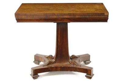 Appraisal: A William IV rosewood tea table the hinged swivel top