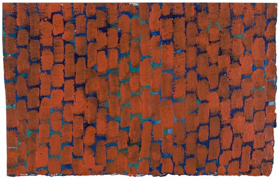 Appraisal: ALMA THOMAS - Dark Orange Azaleas Acrylic on heavy wove