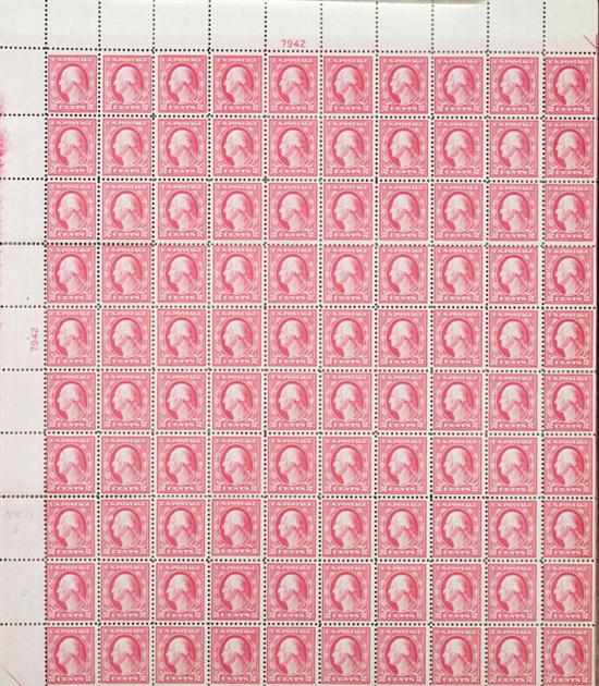 Appraisal: Error pane of two-cent rose stamps definitive issue of containing