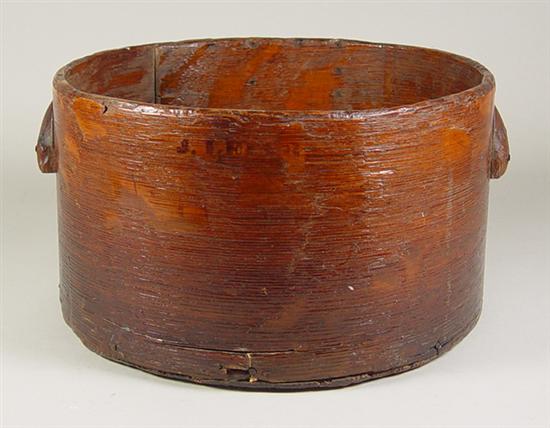 Appraisal: Oak Grain Measure th Century Name on rim J Leinbach