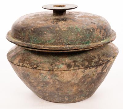 Appraisal: A Chinese bronze lidded dish Han dynasty of circular shape