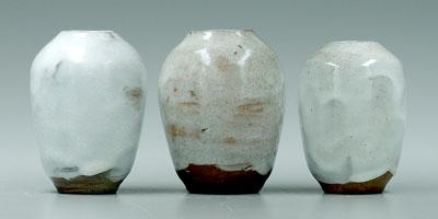 Appraisal: Three Jugtown egg vases all with foamy white glaze impressed