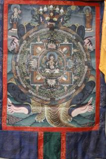 Appraisal: Antique Tibetan Thangka Antique Tibetan Thangka blue ground Unframed Size