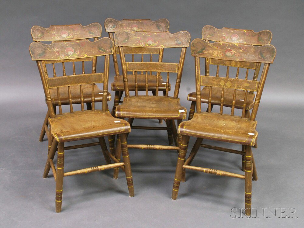 Appraisal: Set of Six Painted Country Side Chairs mid to late