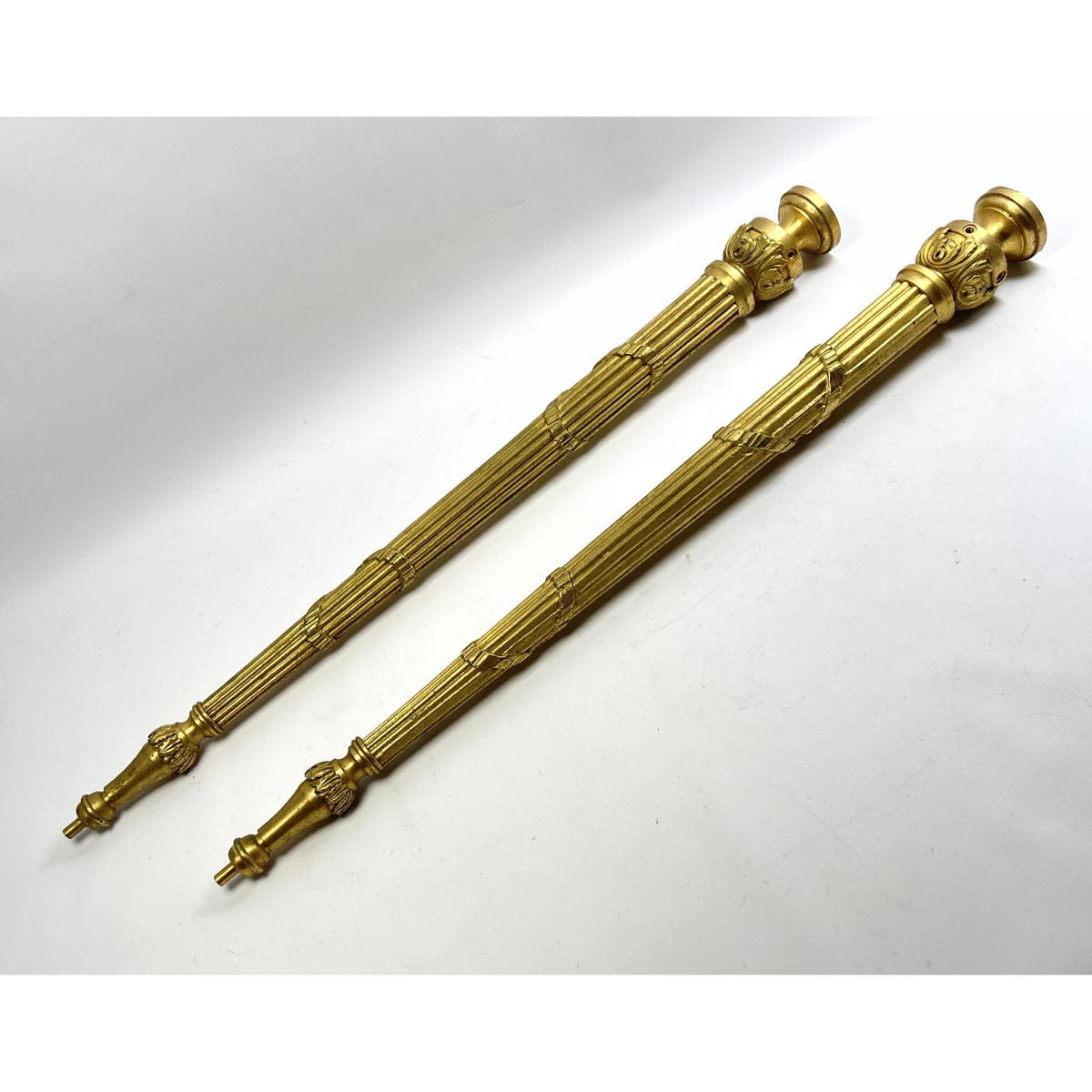 Appraisal: Pr Regency style Heavy Solid Brass Legs Tapered Reeded Design