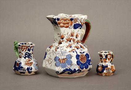 Appraisal: Two Mason's Patent Ironstone China Pitchers with Imari-Style Decoration Marked