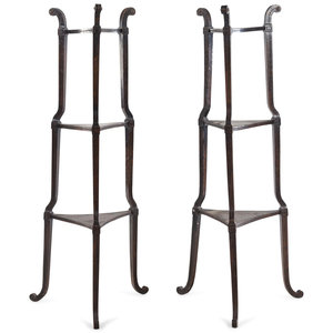 Appraisal: A Pair of Regency Style Three-Tier Stands th Century Height