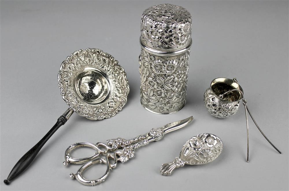 Appraisal: FOUR AMERICAN REPOUSSE STERLING TEA AND SERVING ARTICLES AND A