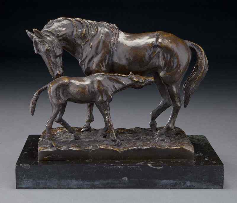 Appraisal: Christophe Fratin ''Jument et son Poulain'' bronzesculpture Inscribed on base