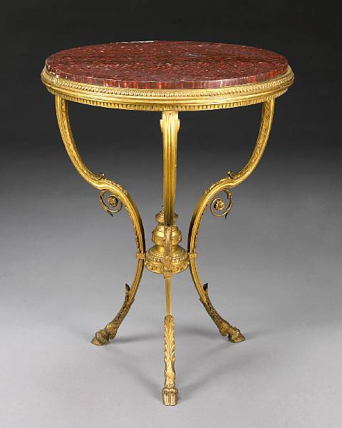 Appraisal: A Louis XVI style gilt bronze gueridon late th century