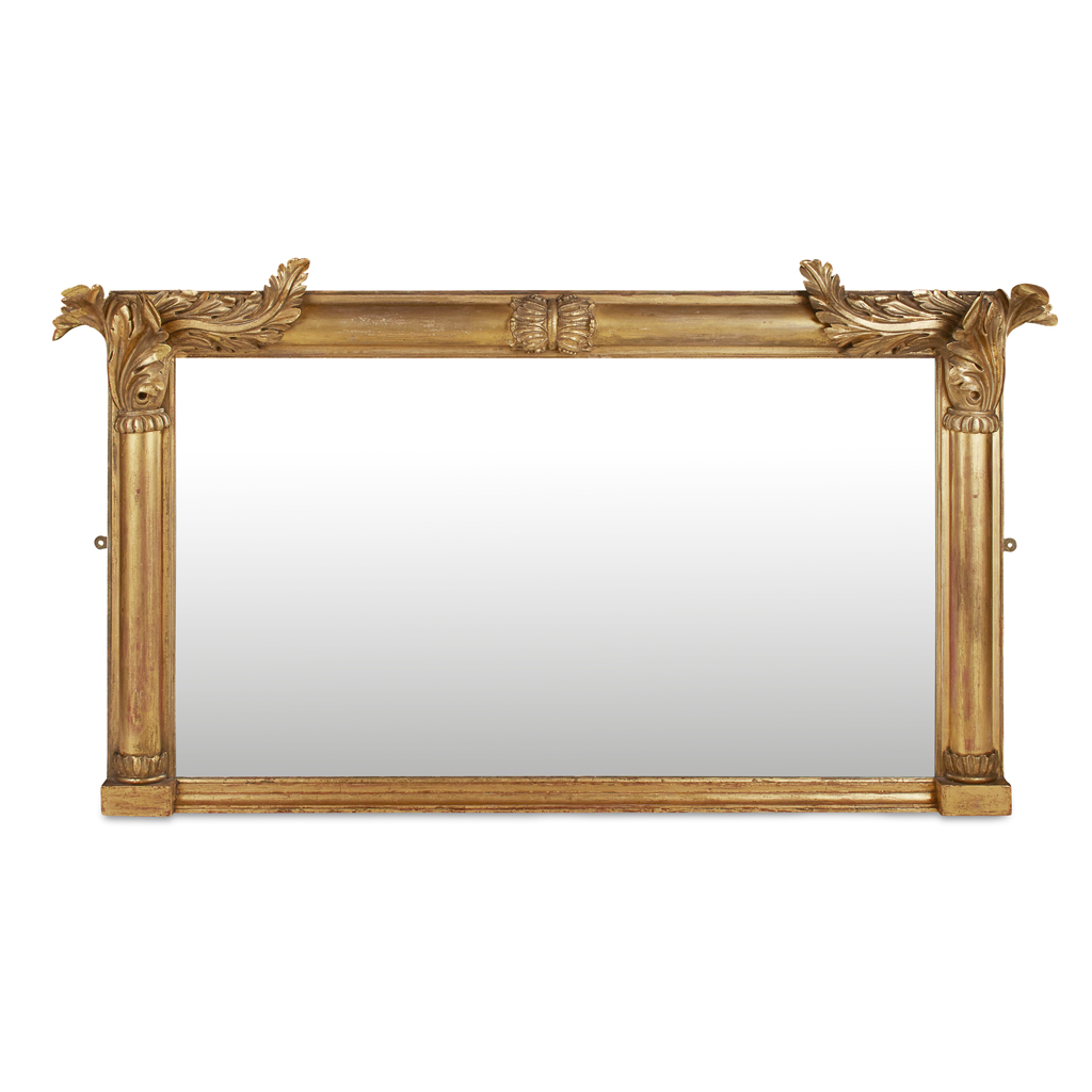 Appraisal: GEORGE IV GILTWOOD OVERMANTLE MIRROR CIRCA the leaf clasped moulded