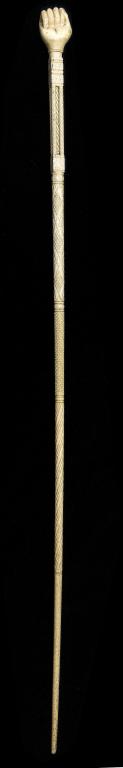 Appraisal: SCRIMSHAW A SAILOR'S MARINE IVORY CANE the pommel carved as