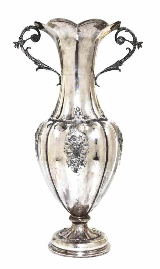 Appraisal: An Italian Silver Vase likely Milano - of lobed baluster