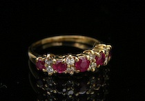 Appraisal: A Ladies' Gold Ruby Diamond Ring k yellow gold ring