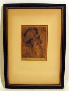 Appraisal: ANTIQUE ORIGINAL ENGRAVING IN WOODEN FRAME c Profile Portrait Of