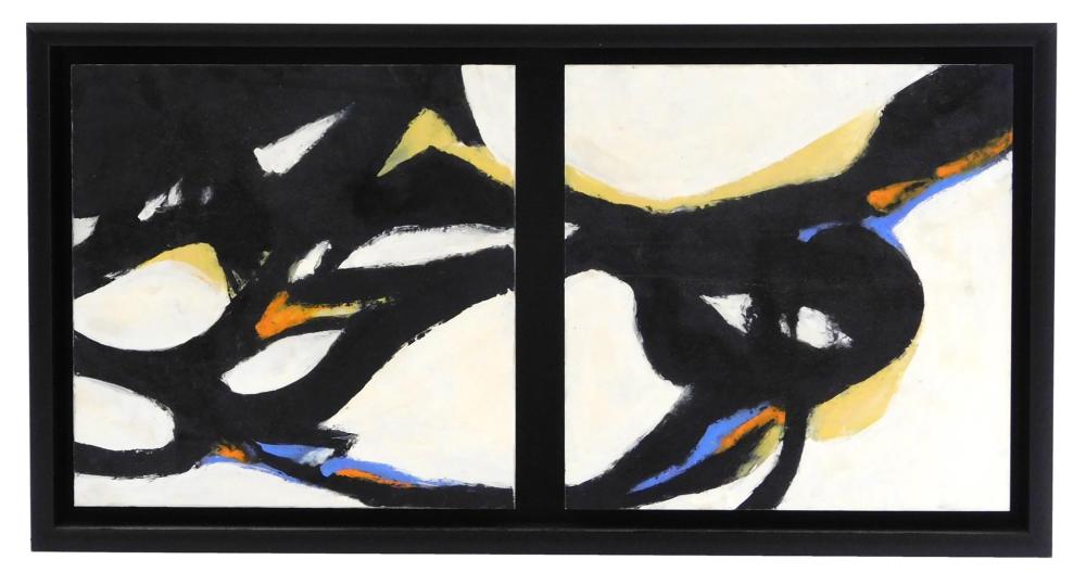 Appraisal: Paul Kline American st C The Hunt diptych encaustic on