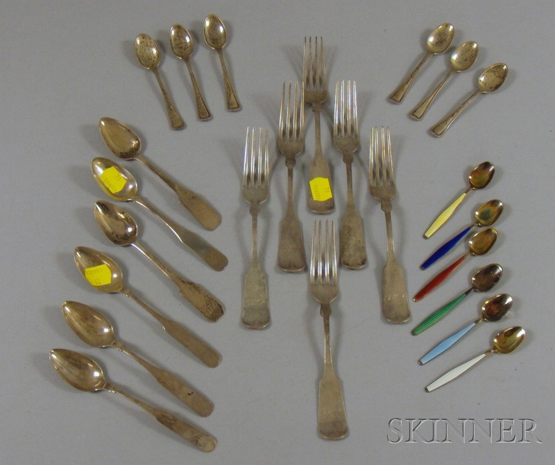 Appraisal: Approximately Twenty-four Silver Spoons and Forks including a set of