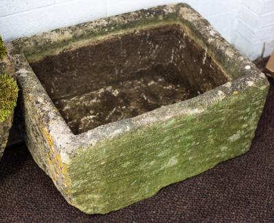 Appraisal: A large square stone trough cm x cm