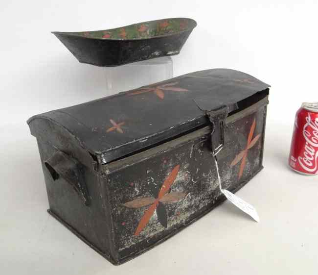 Appraisal: Lot including early decorated toleware bread tray and document box