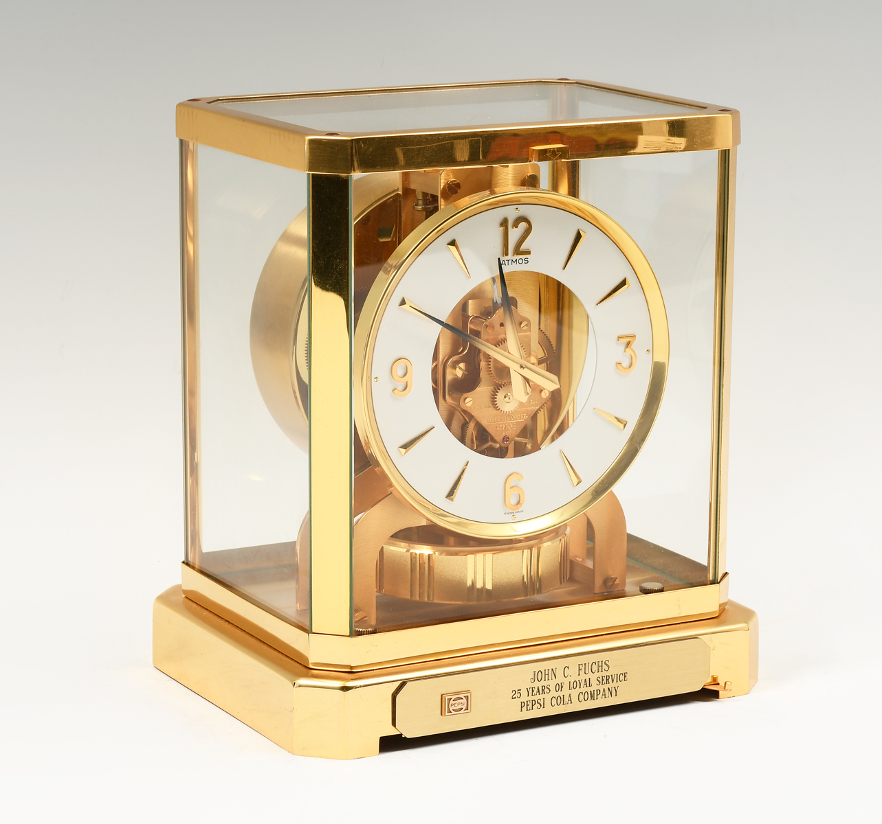 Appraisal: LE COULTRE JEWEL ATMOS CLOCK Serial Plaque at the observe