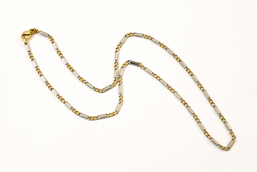 Appraisal: PLATINUM AND K DESIGNER CHAIN '' fettered link necklace is