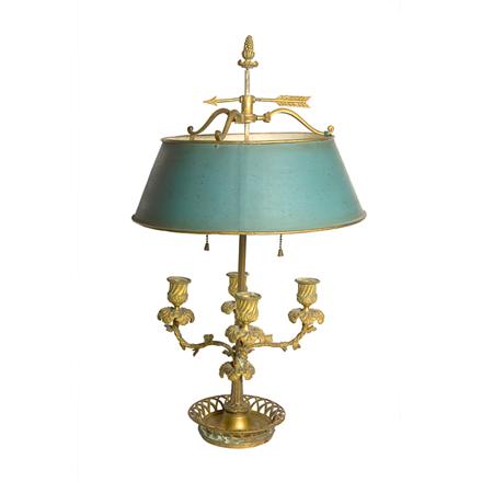 Appraisal: Louis XV Style Gilt-Metal Bouillotte Lamp with a Tole Shade