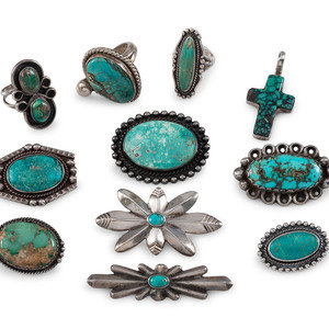 Appraisal: Navajo Silver and Turquoise Jewelry second - third quarter th