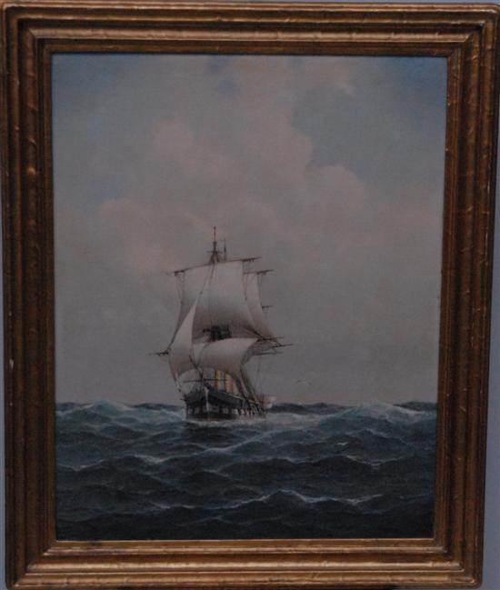 Appraisal: LEITNER HEINRICH GERMAN - Oil on canvas Frigate on the