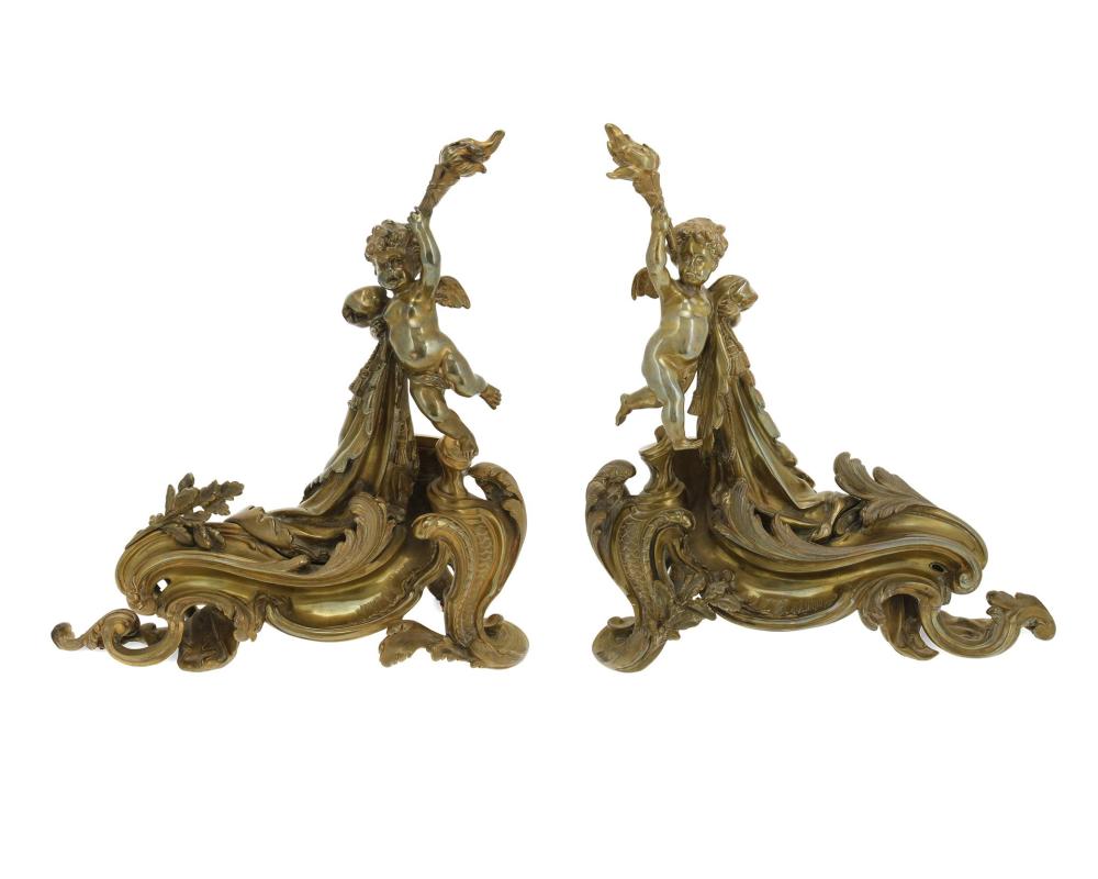 Appraisal: A pair of French Louis XV-style chenets Late th Early