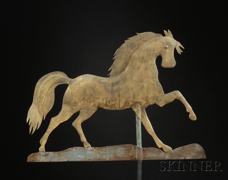 Appraisal: Gilt Copper Prancing Arabian Horse Weather Vane attributed to A