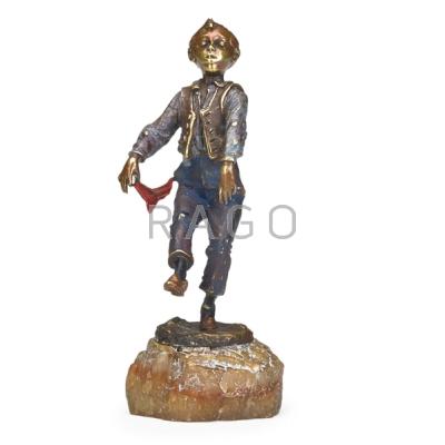 Appraisal: CARL KAUBA Austrian - Cold-painted bronze of a boy dancing