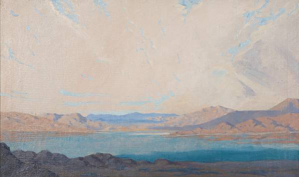 Appraisal: John Clark Okey American - Lake with Surrounding Mountains signed