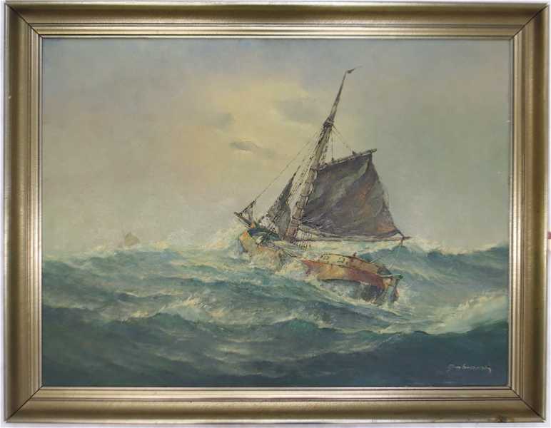 Appraisal: FRANZ AMBRASATH OIL ON CANVAS United States Germany - Sailboat