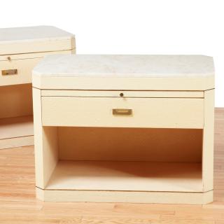 Appraisal: Pair of Karl Springer attr bedside tables Pair of Karl