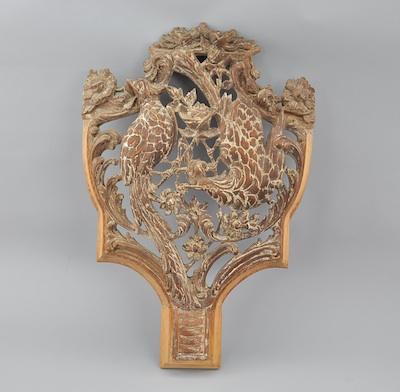 Appraisal: A Carved Wood Architectural Element Carved and gessoed reticulated wood