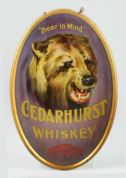 Appraisal: Early Tin Cedar Hurst Whiskey Sign Circa Lithography by Niagara