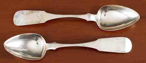 Appraisal: Two Reading Pennsylvania silver serving spoons mid th c bearing