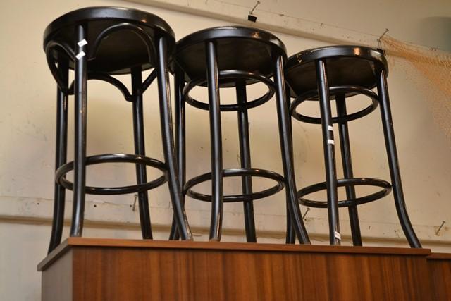 Appraisal: SIX BLACK THONET STOOLS SIX BLACK THONET STOOLS