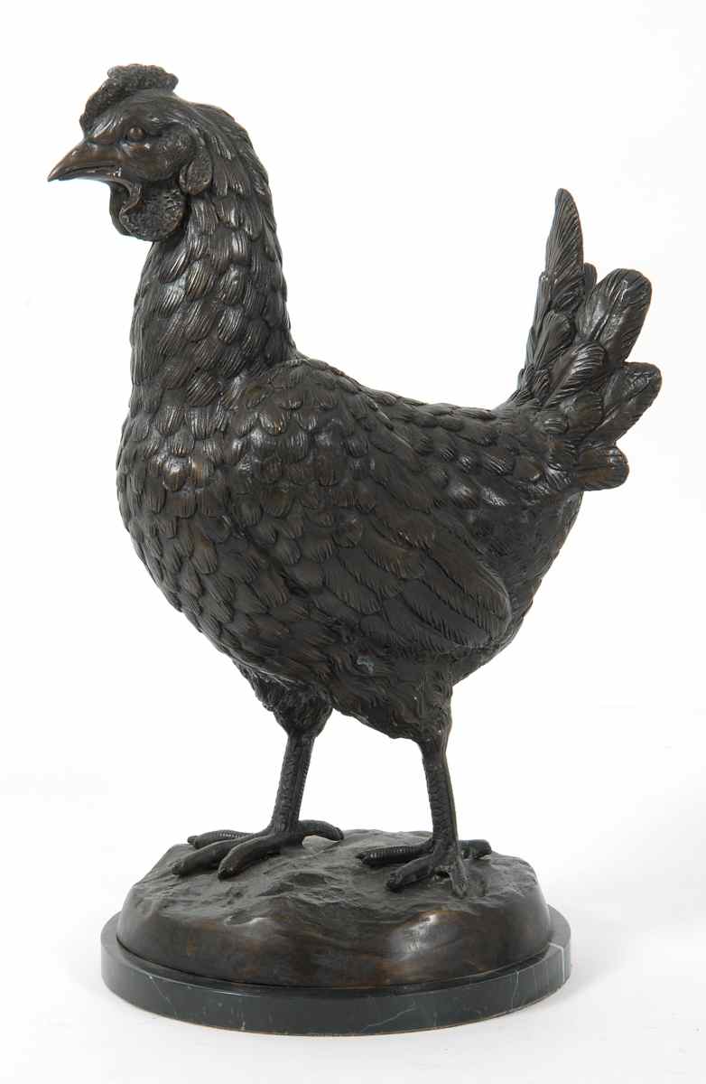 Appraisal: CAST BRONZE ROOSTER In standing form Marble base Height