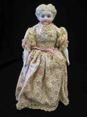 Appraisal: Victorian China Head Doll unusual blond molded hair rosy cheeks