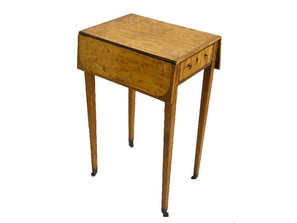 Appraisal: Fine Sheraton Revival small satinwood Pembroke table the crossbanded top