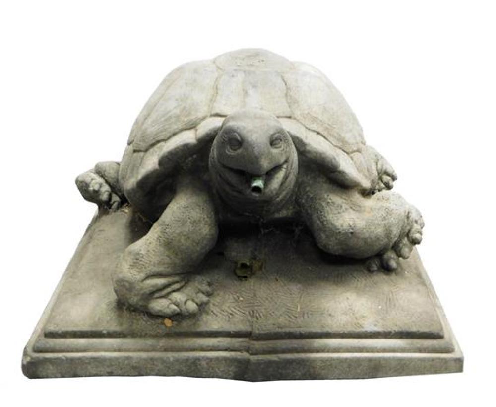 Appraisal: GARDEN Tortoise form fountain th C cement fit with copper