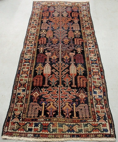 Appraisal: - Hamadan oriental hall runner with a blue field and