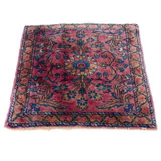 Appraisal: Small Semi Antique Persian Door Mat Loss to fringes stains