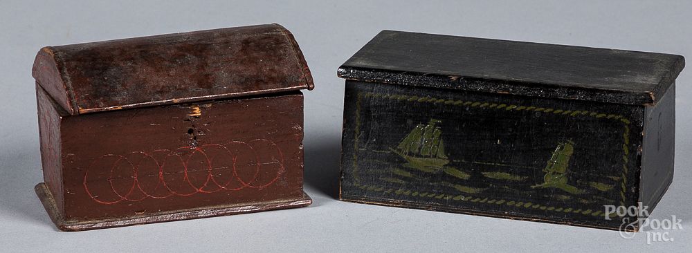 Appraisal: Two painted dresser boxes Two painted dresser boxes th c